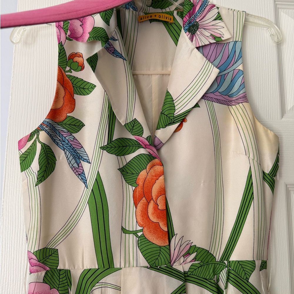 Alice + Olivia Vibrant Floral Sleeveless Blouse
